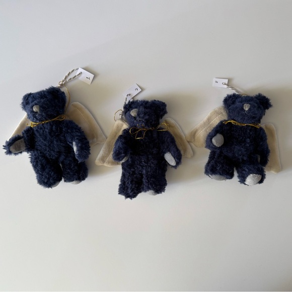 Boyds Bears ~ Set of Three Dietrich Plush Blue Bear Angel Ornaments - Picture 2 of 12